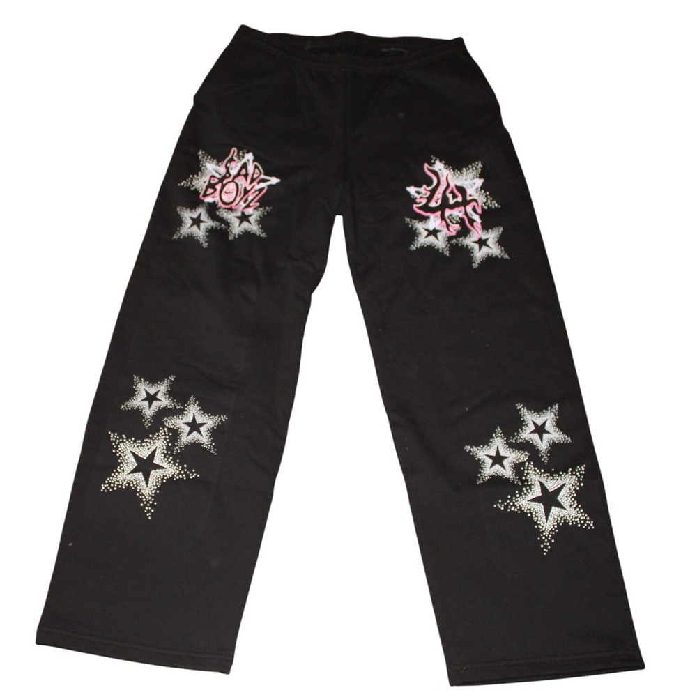Lost Hills Sadboyz 44‎ Collab Black Sweatpants Joggers Stars Graphic Print 2XL